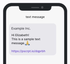 example SMS message using Postscript